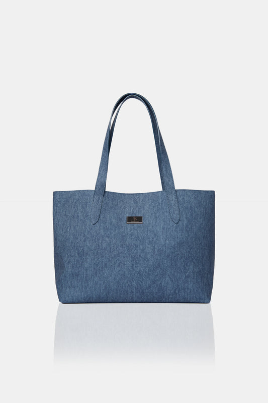 Bolso grande de denim azul para mujer 
